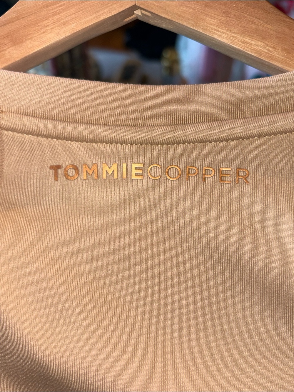 Tommie Coper Zipper Front Short Sleeve Nude Top Size Large - Picture 3 of 4